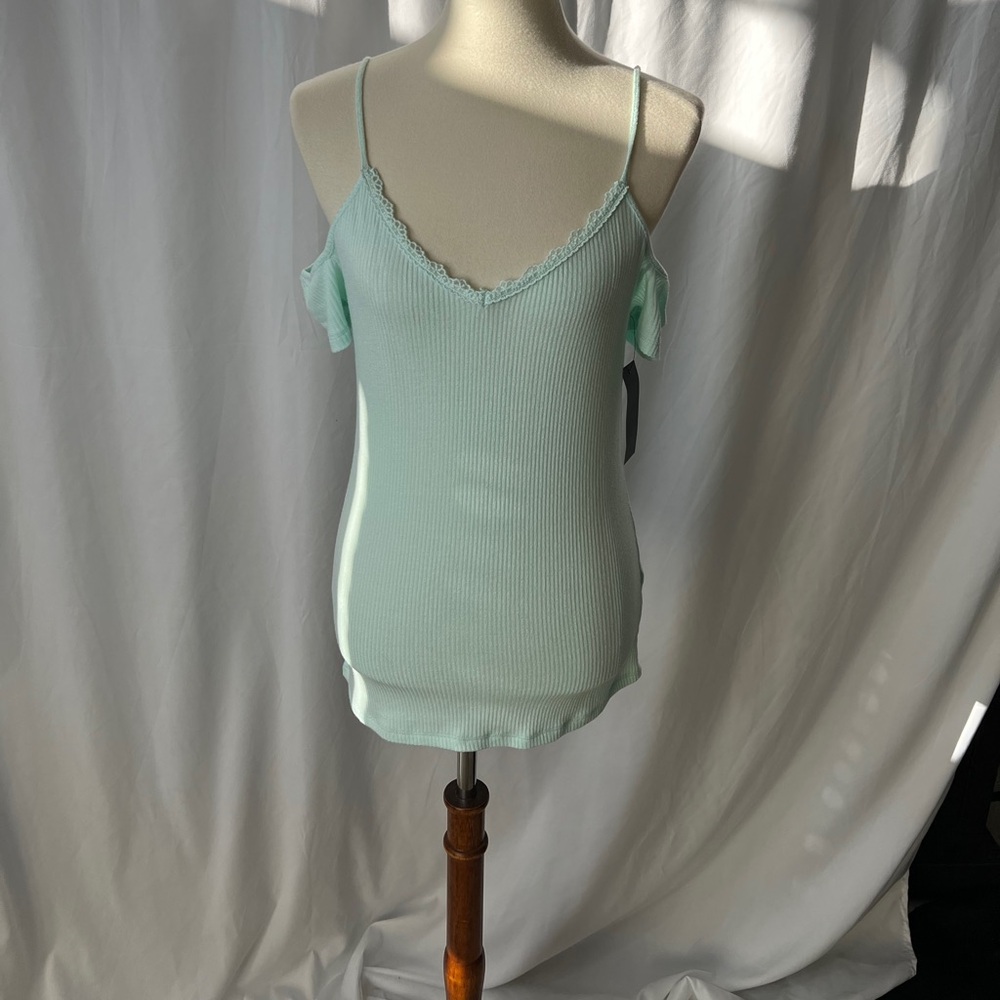 One Hart Cold Shoulder Light Green Tee - New with tags - size Large